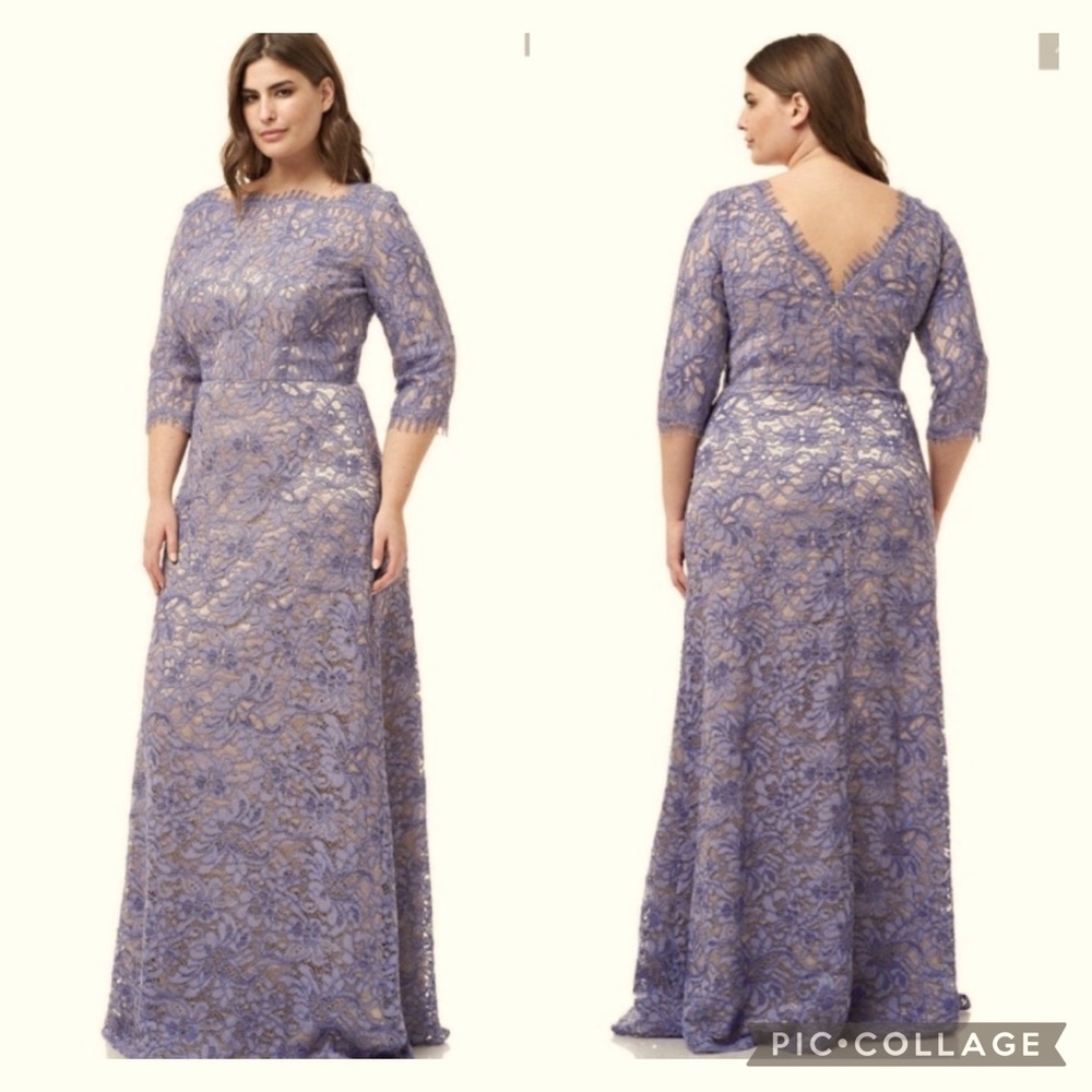 Js Collections plus size 3/4 sleeves lace long gown - Picture 1 of 9
